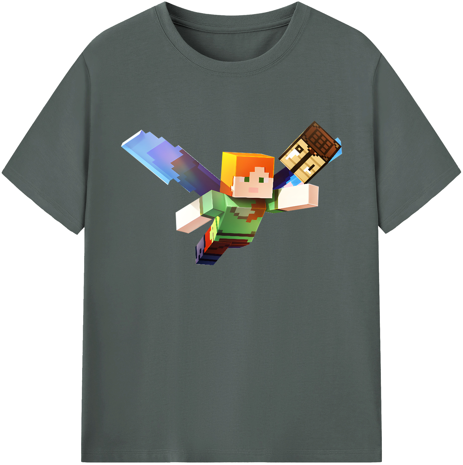 （画像用） マインクラフト ブロックの世界 Minecraft MC Block world 綿100％ メンズ半袖Tシャツ｜肌触りやわらか＆通気性